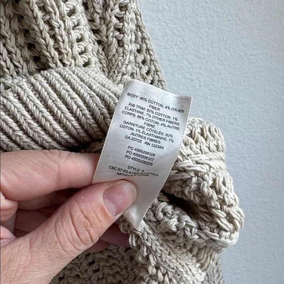 Aritzia Wilfred Free Cardan Hoodie Relaxed cotton knit hoodie Mullein Beige - Picture 4 of 5